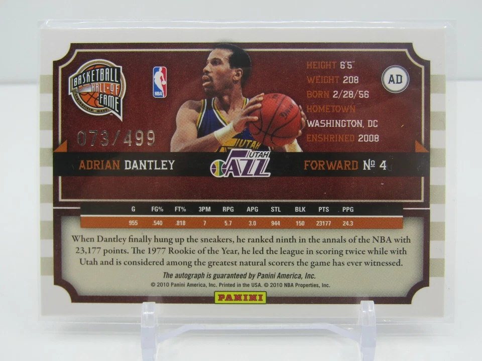 ADRIAN DANTLEY 2010 HALL OF FAME AUTO AUTOGRAPH #73/499- JAZZ!! - Image 2 of 2