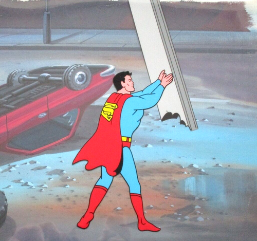 SUPERMAN Aquaman Hour 1967 DC COMIC BOOK steel Filmation ORIGINAL PRODUCTION CEL - Picture 1 of 4