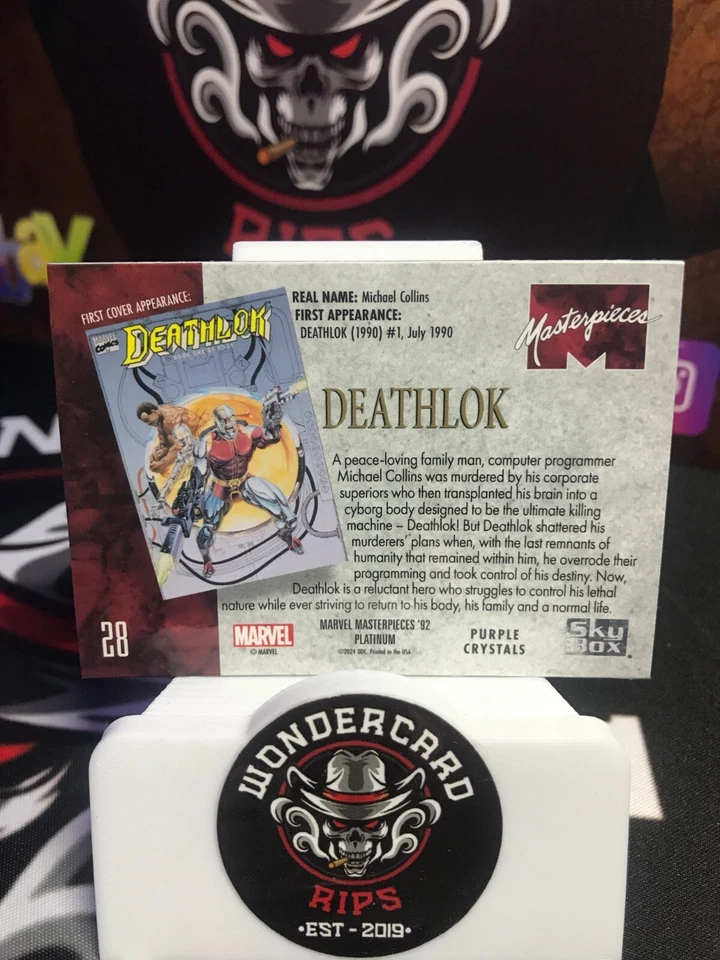 2024 SkyBox Marvel Masterpieces '92 Platinum - Purple Crystals #28 DEATHLOK🔥 - Image 2 of 2
