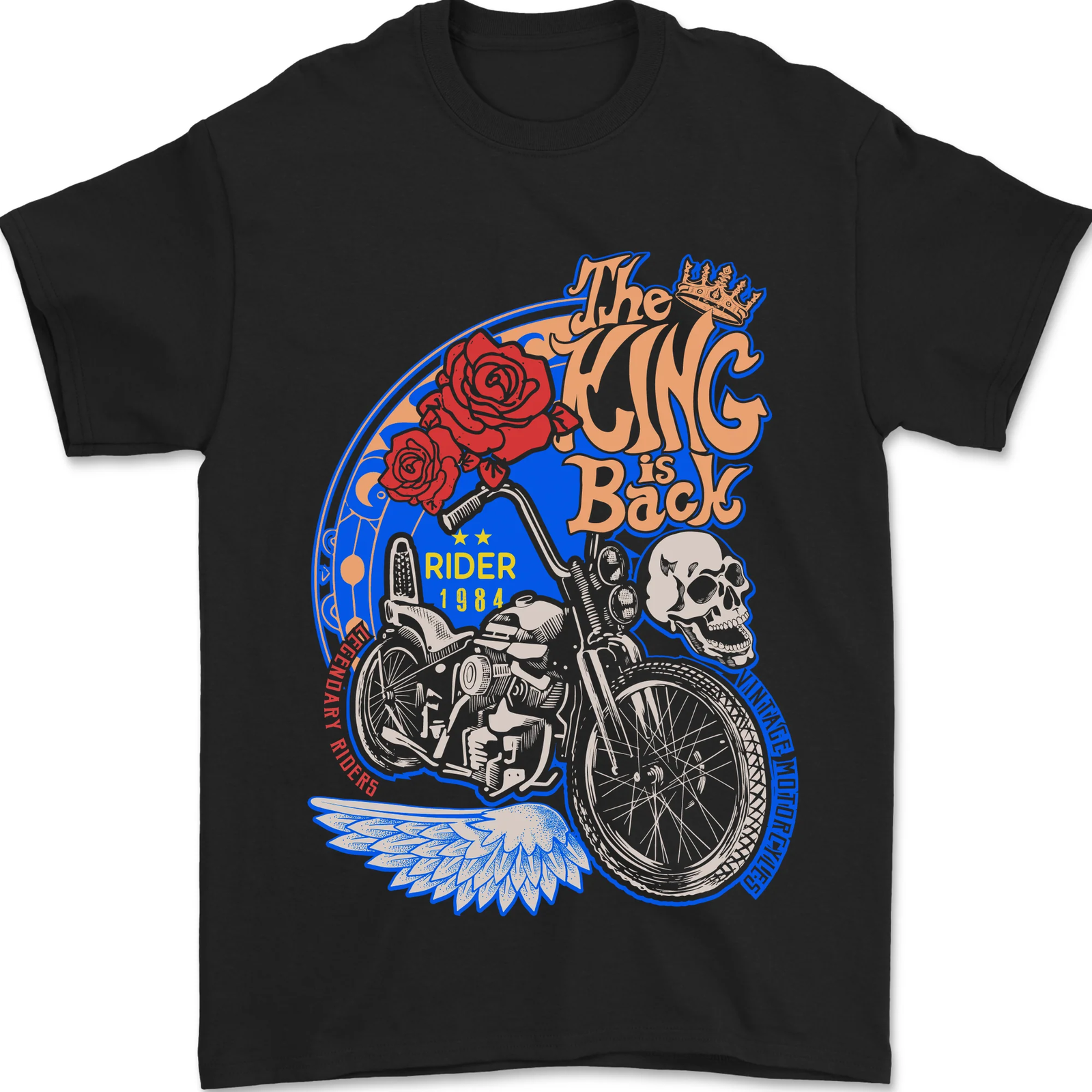 King is Back Custom Chopper Biker Motorcycle Mens T-Shirt 100% Cotton