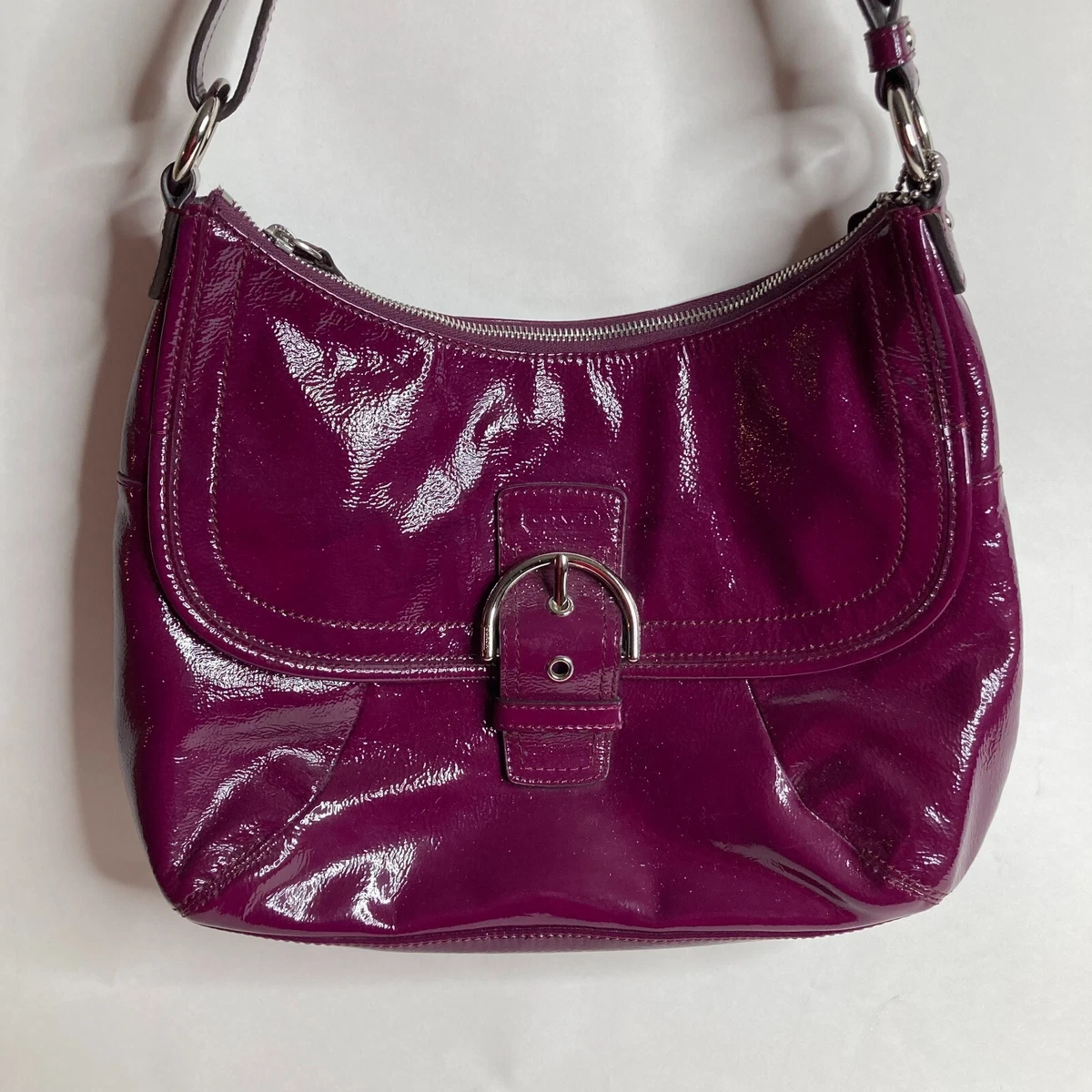 Coach purple outlet patent leather purse