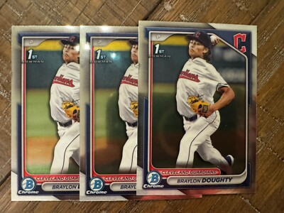 3x 2024 1st Bowman Draft Chrome/1x Refractor BRAYLON DOUGHTY BDC-37 Guardians