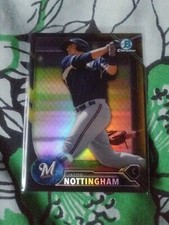 2016 JACOB NOTTINGHAM BOWMAN CHROME BCP244 BLACK YELLOW ROOKIE RC CARD BREW PWE
