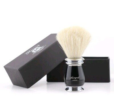Haryali London Men Super Badger Shaving Brush White Tip Black Handle Brand New