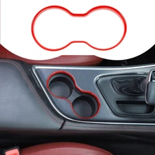 Red Front Cup Holder Ring Trim Decor Cover Bezel Fit For Dodge Challenger 2015+