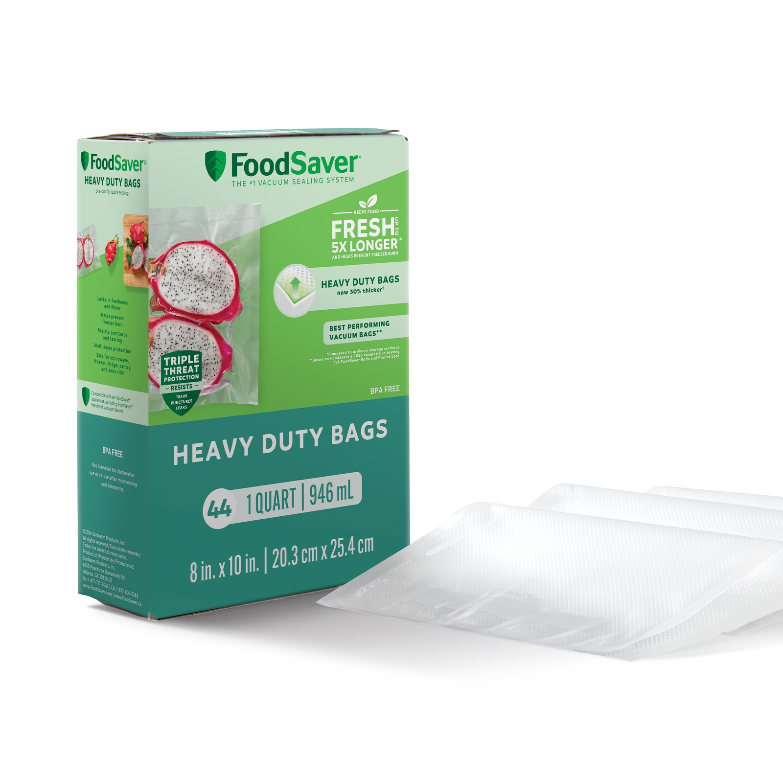 Heavy Duty FoodSaver Vacuum Seal Bags 1 Quart 44 Count Free Shipping