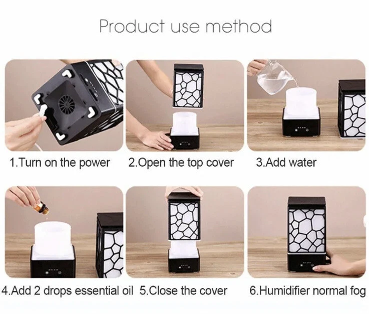 Water Cube Diffuser Humidifiers Minimalist Fashionable Style - Black - New - Image 4 of 4
