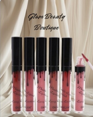 Okalan 6pc Matte Long Lasting Liquid Lipsticks All 6 Colors...Nudes Assortment 