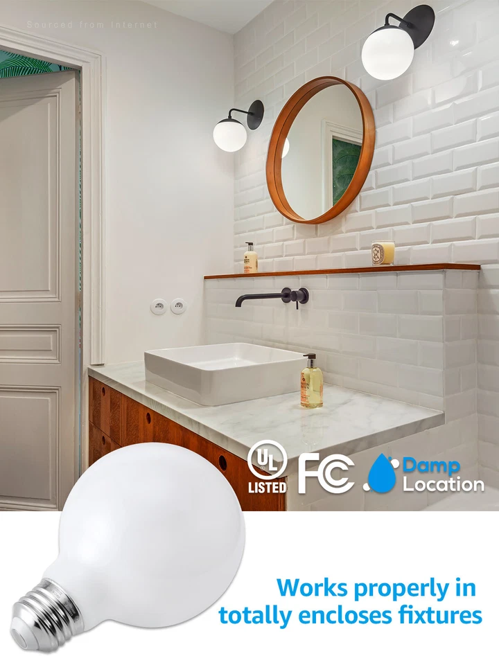 6-Pack Dimmable G25 Globe LED Bulb, 4.5W=60W, Vanity Bulbs, 4000K Cool White - Image 3 of 4