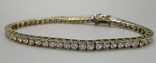 14k Yellow gold finish CL 925 Sterling silver channel Set Tennis ...