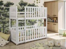 Brand New Modern Pine Kids Cot Bunk Bed Konrad in White