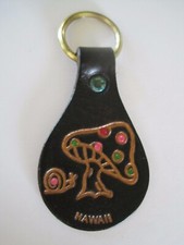 Hawaii Leather w/ Mushroom Souveneir Keychain