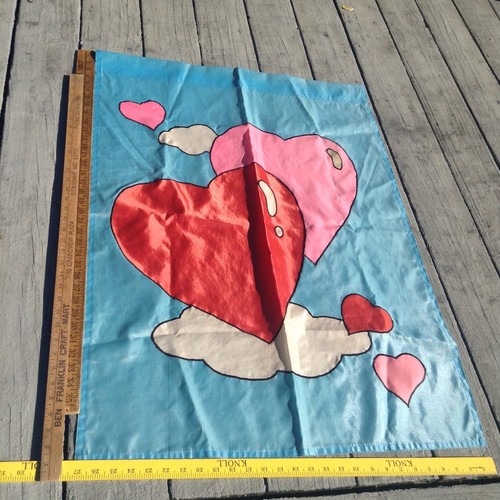 Lg Garden Yard Flag Banner Valentine Day Love Hearts Colorful About 27" X 39" - Picture 6 of 7
