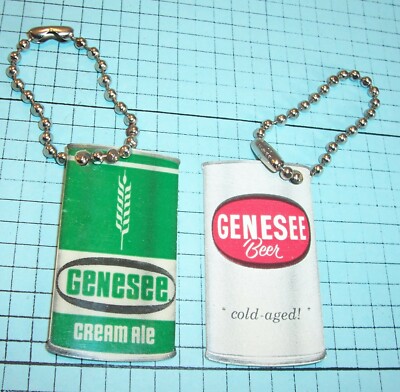 3 NOS GENESEE BEER CREAM ALE Reversible Can Advertising Souvenir Key Chain Fob