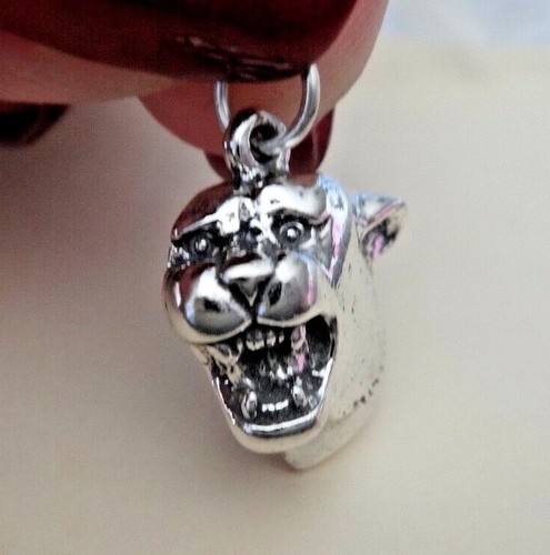 Sterling Silver 19x16mm University of Houston Cougar Mountain Lion Head Charm - Picture 2 of 6