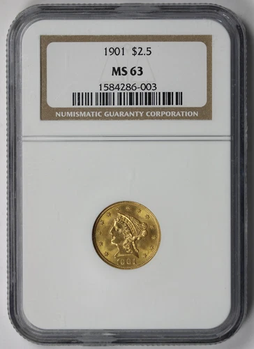 1901 Liberty Head Quarter Eagle Gold $2.5 MS 63 NGC