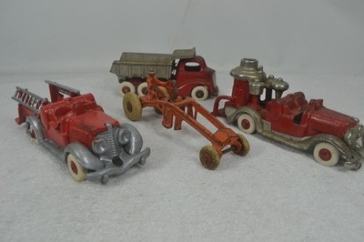 HUBLEY, ARCADE CAST IRON TOY VEHICLE FOUR PIECE LOT