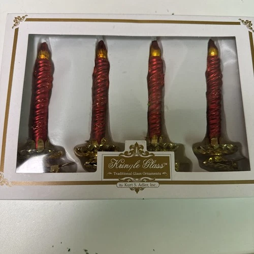 Kurt Adler kringle Glass Clip On Candle Stick Ornaments