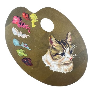 Kitty Cat Artist Paint Pallette - Antique Victorian Die-Cut Trade Card
