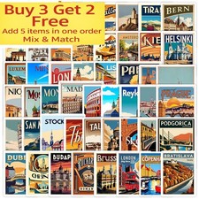 50pc Waterproof Stickers Europe Iconic Landmarks Trip Vacation Luggage Phone Car