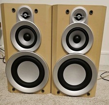 JVC SP-UXP7 Bookshelf Speakers Pair Light Wood Subwoofer Tested Working