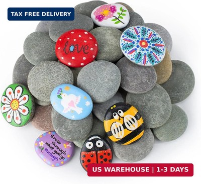 Simetufy 30 Pcs Rocks for Painting, 2''-3'' Painting Rock, Flat & Smooth Natural S