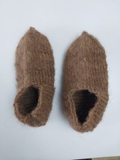 Handmade Brown Camel Wool Slippers, size 37 38 Natural Warm Felted Home Shoes