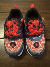 Marvel Spider-Man Hook Loop Kids Sneakers Size 7 Red Blue Black