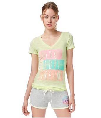 Aeropostale Womens Sequin Stack Graphic T-Shirt, 319, Juniors, M