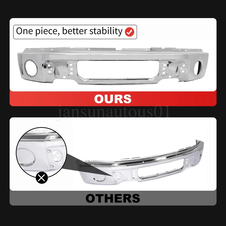 Front Bumper Steel Face Bar W/Fog Hole No PDC Chrome For 2009-2014 Ford F150 - Imagem 3 de 4