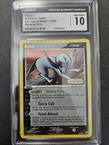Pokemon CGC 10 EX Legend Maker Absol Stamped Reverse Holo Rare 15/92 GEM MINT