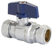 Pegler PB300T Compression Full Bore 15mm Tee Ball Valve with Blue Handle