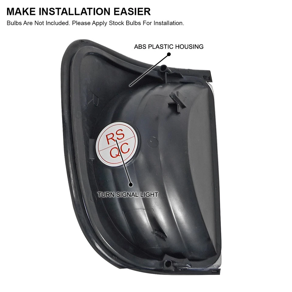 Fits 1992-2007 Ford E150 E250 E350 E450 Econoline Van Black Corner Lights Lamps - Image 4 of 4