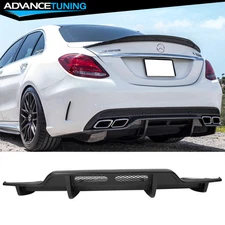 Fits 15-18 Mercedes Benz C63 AMG PSM Style Rear Bumper Lip Diffuser Matte Black