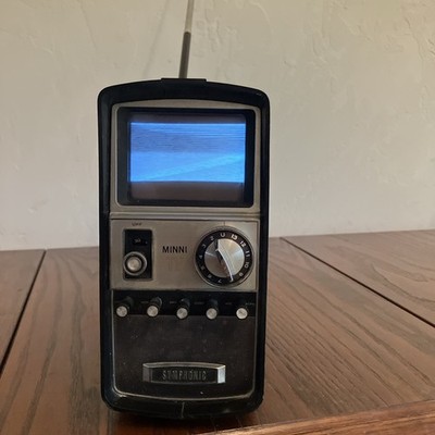 Vintage 1960's Symphonic Model TPS-5011, 3'' Transistor Micro TV & Power Cord