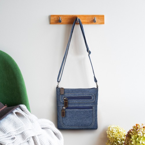 Borse a tracolla in denim da donna multizip piccole quadrate borse miss spalla - Foto 11 di 12