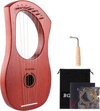Mini Arpa Lira de 7 Cuerdas Instrumento de Regalo con Llave de Afinacion y Bolso