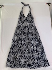 2002 Vintage Y2K Jones New York Halter Dress Navy White Geometric Size 4