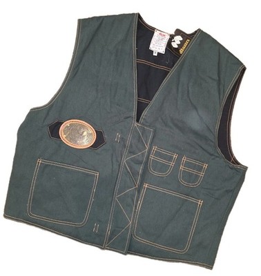 Nwt Vntg Disan Black And Green Convertable Adjustable Denim Cargo Vest Sz OS