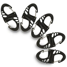 Carabiner Clip - Double Spring snap Hook- 5 Pack S-Biners - Locking Key Black