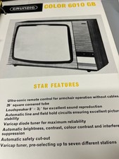 GRUNDIG COLOR 6010 GB TELEVISION SPEC SHEET RARE SHACK WALL ART