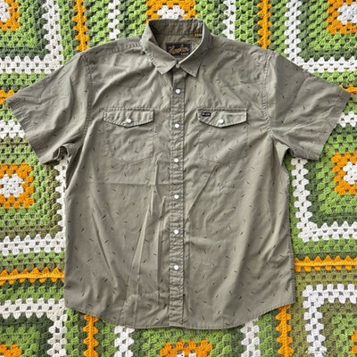 Howler Brothers Shirt Mens Medium Green All Over Print H Bar B Snap shirt