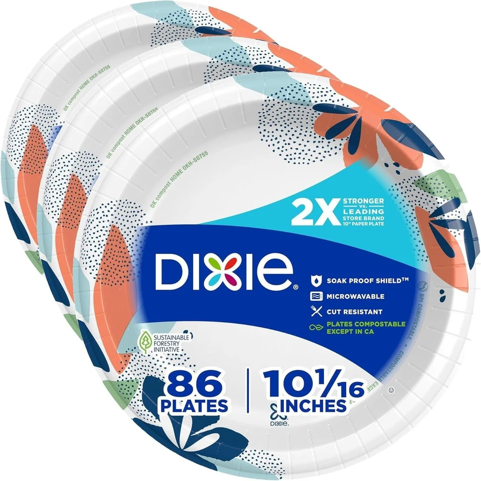 Platos de papel grandes duraderos aptos para microondas - 86 unidades, 2 unidades fuertes y a prueba de remojo Foto 3 de 4