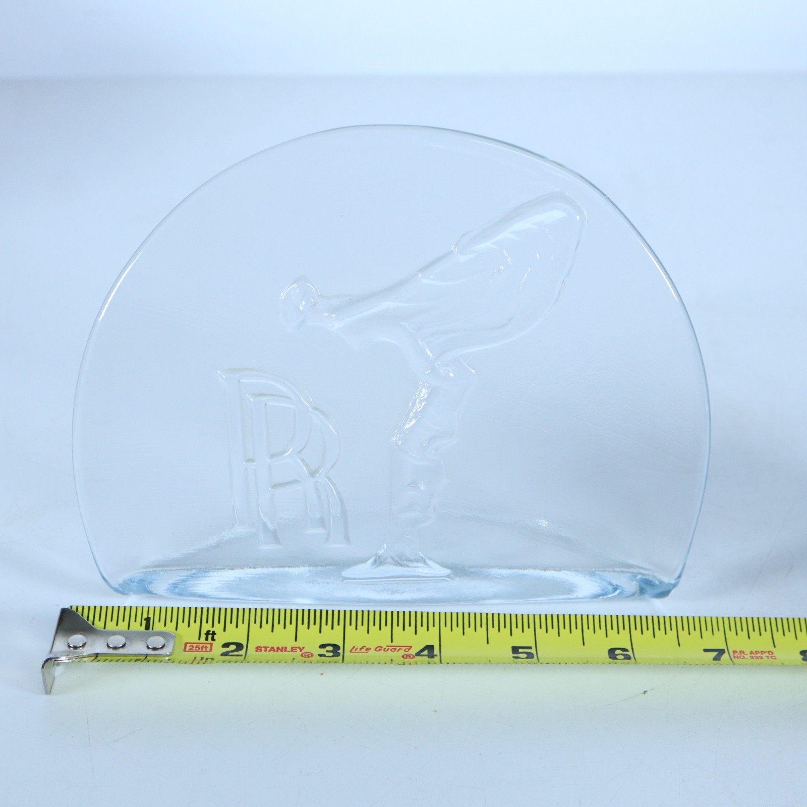 Vintage Blenko Clear Glass Handmade Rolls Royce Spirit Of Ecstasy Desk Plaque