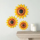 Metal Sunflower Wall Art Set of 3 Sculptures Hanging Indoor Outdoor Home Decor