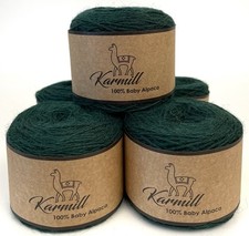 Alpaca Wool Skein 100 Baby Alpaca Yarn Lot- 5 Sport Weight Forest Green 2215
