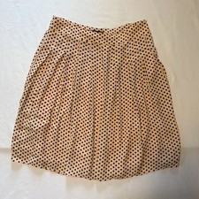 Talbots Women's Size 10 Peach Black Diamond Print Pleated Midi Skirt