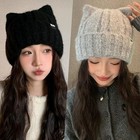 Strickmützen mit Katzenohren niedliche warme Wintermützen Wolle für Damen- Y1B5