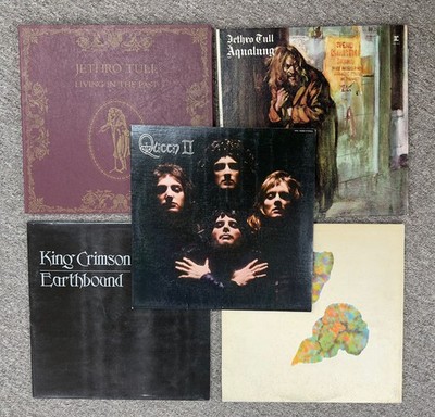 QUEEN, KING CRIMSON, JETHRO TULL VINYL LP ALBUM COLLECTION,  5 ALBUMS, 6 RECORDS