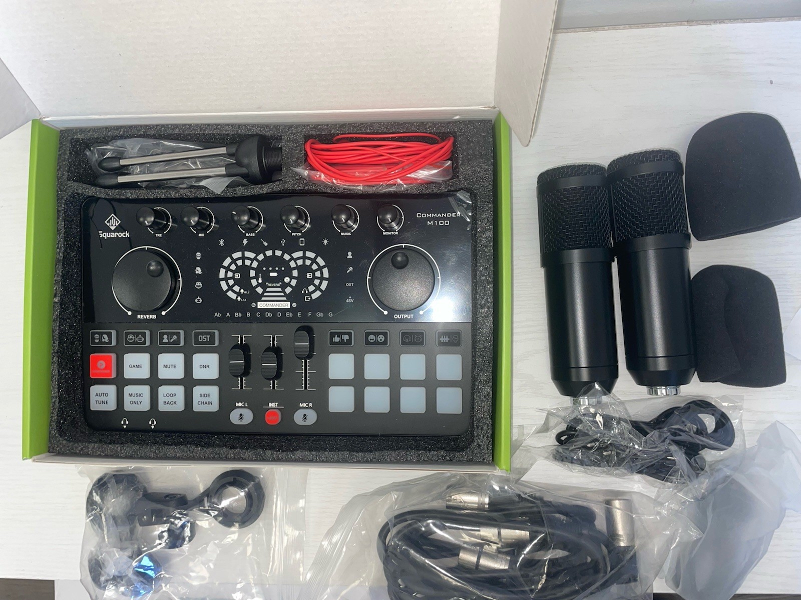 Squarocktek Podcast Equipment Bundle Dual Mic Audio Interface Kit Fast